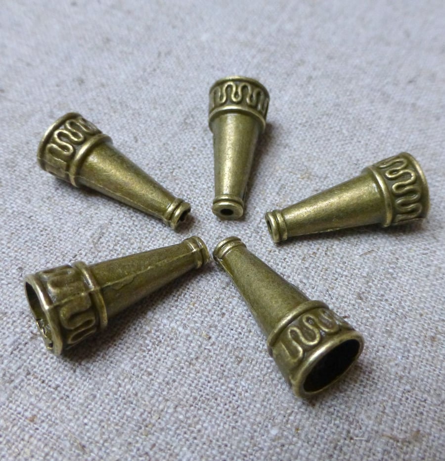 Pack of 10 - Antique Bronze Cone Bead Caps