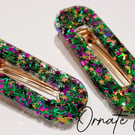 Christmas Green Hairclips Chunky Glitter Clip Barrette Hair Accessories