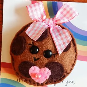 Felt 'Chocolate Chip Cookie' pocket hug & pocket hug card gift set (Pink)