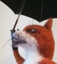 "Singing in the rain "needlefelted wool character fox - Image 6