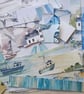 Seascape paper backed fabric offcuts for crafting - zero waste materials