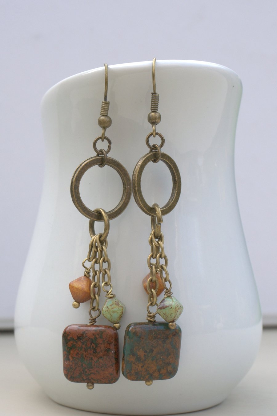 Jasper Falls Rainbow Jasper & Czech Bead Earrings