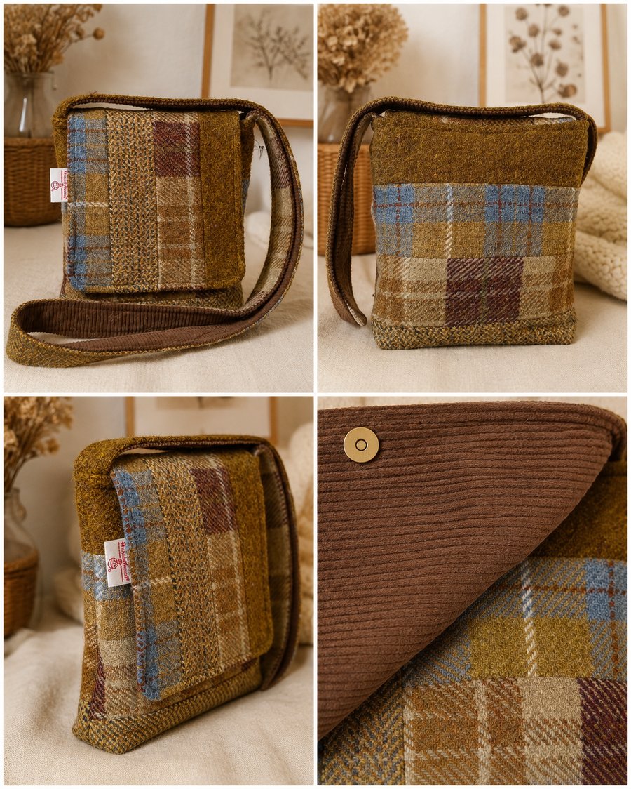 Harris Tweed patchwork crossbody bag 