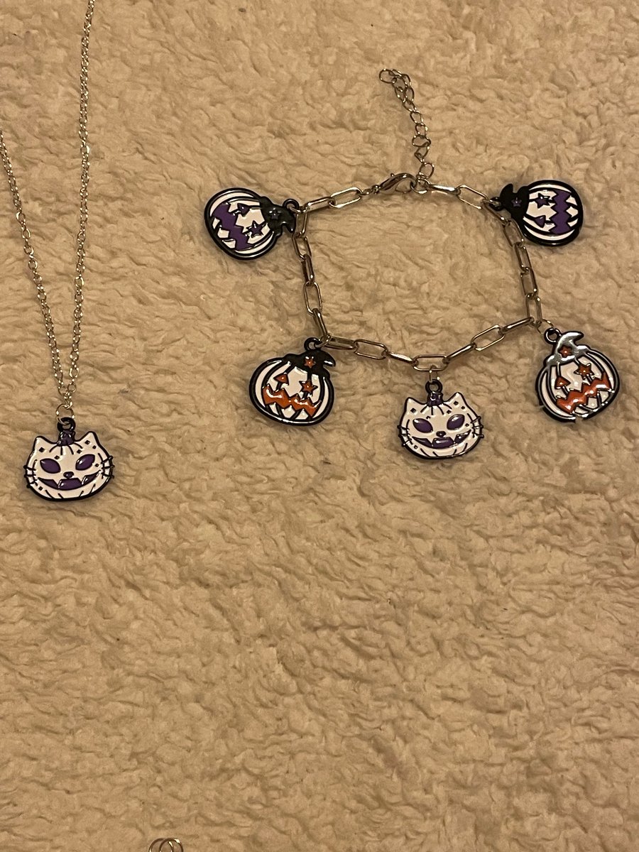 Pumpkin cat set - bracelet and necklace