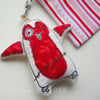 embroidered zombie penguin - red