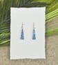 Iridescent Mosaic Trapezium Drop Earrings - Turquoise and Pink Shimmer Geometric