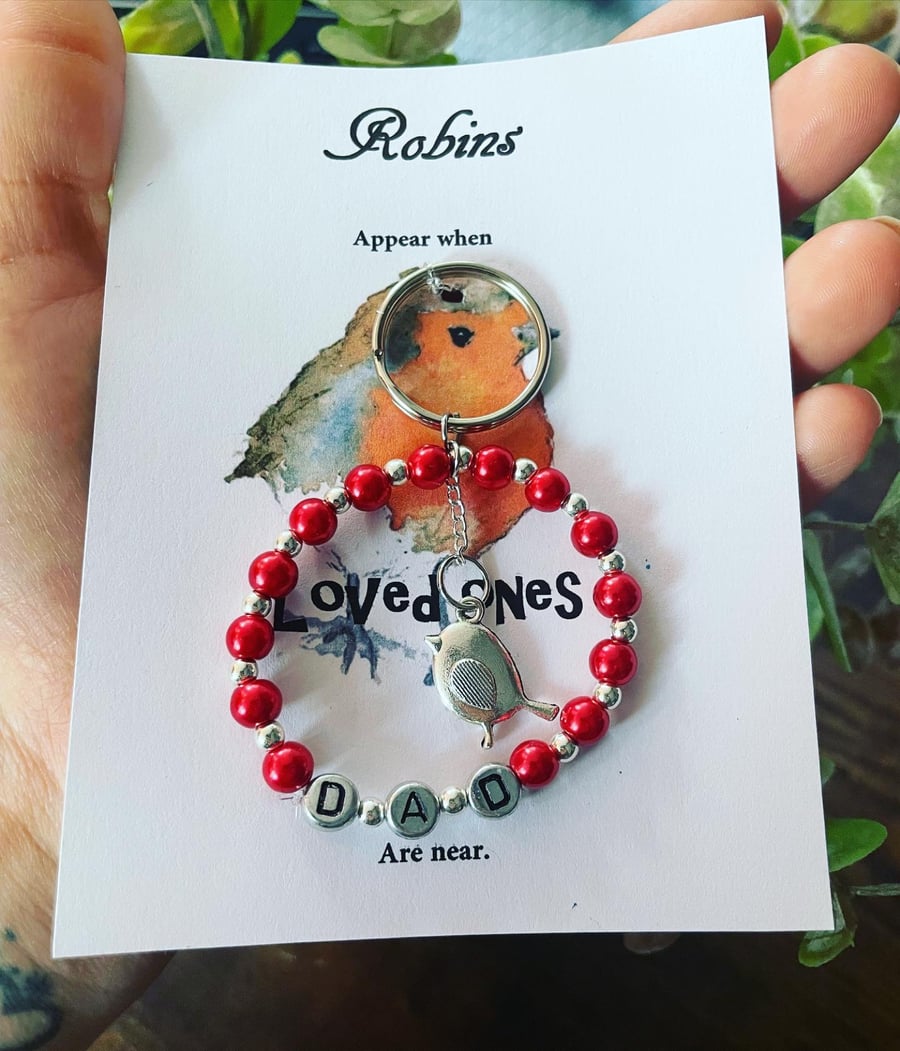 Memory of dad keyring bag charm beaded keyring bereavement gift