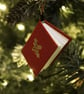 Mini Book Christmas Tree Decoration Holly Motif Handmade from Scratch UK