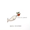 christmas card - narwhal and christmas pudding