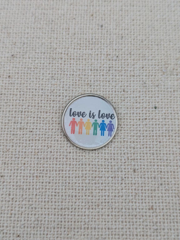 Love is Love badge - Rainbow Pride Colours Pin - Large Resin Topped Pin Badge