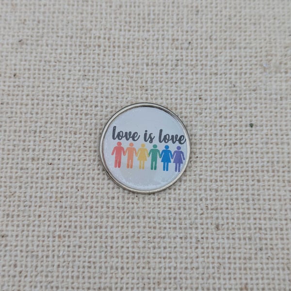 Love is Love badge - Rainbow Pride Colours Pin - Large Resin Topped Pin Badge