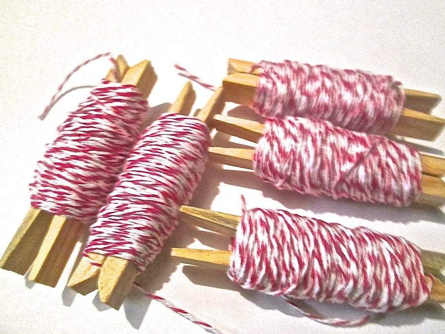 10mts Fine Pink And White Bakers Twine 