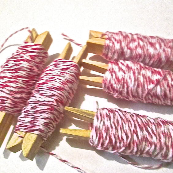 10mts Fine Pink And White Bakers Twine 