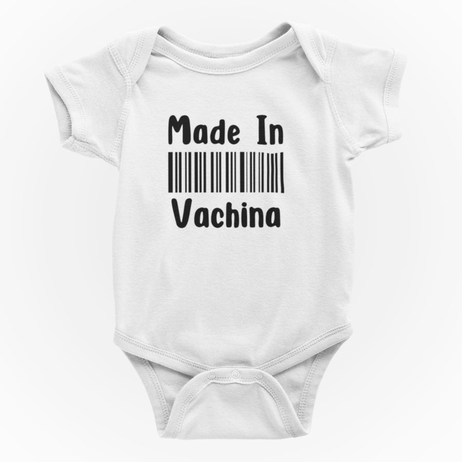 Funny Rude Novelty Shortsleeve Baby Grow- Made In VaChina