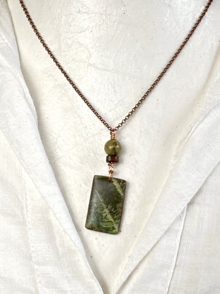 Fern Leaf Mixed Media Pendant