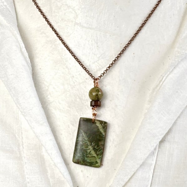 Fern Leaf Mixed Media Pendant