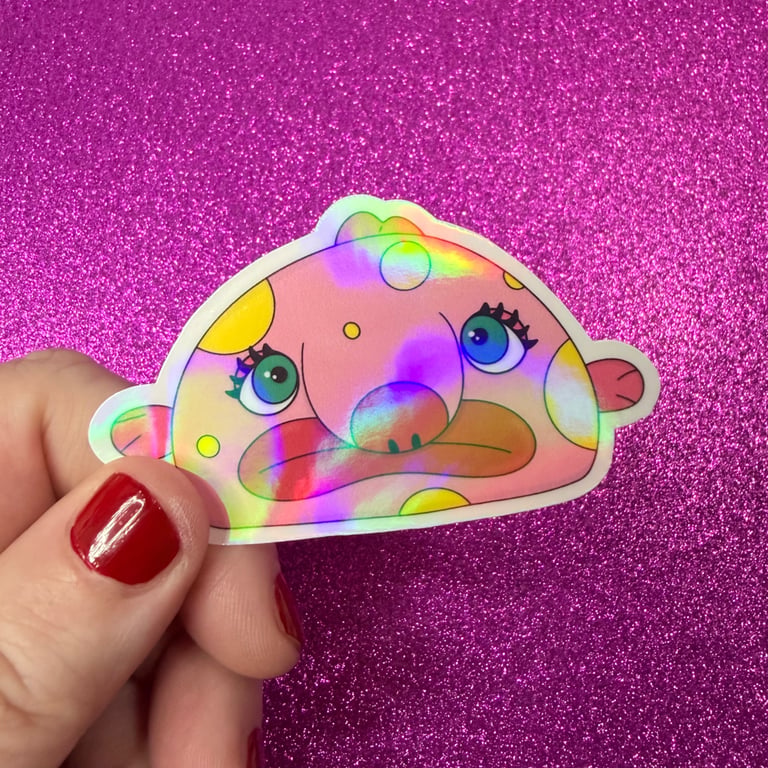 Mr Blobfish Holographic Vinyl Sticker