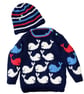 Knitting Pattern Whale Baby Sweater and Hat.  Digital Knitting Pattern - Image 1