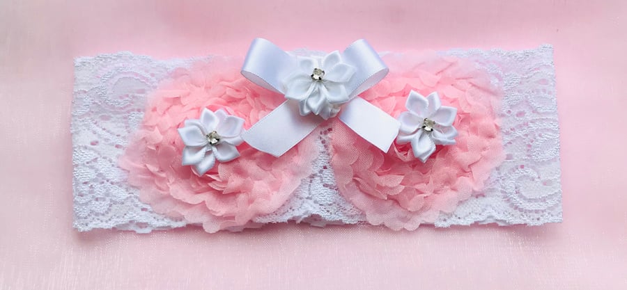 ROSALIE White Stretch Lace Wedding Garter