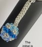 Handbag Charm, Crystal Blue Multi Coloured Orb, Initialled Chainmaille Keyring - Image 3