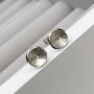 Handmade 9ct white gold 7mm disc petal stud earrings 