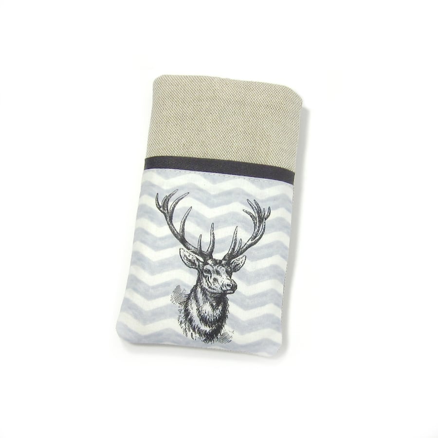 Phone Case, iPhone Cover, Smartphone Sleeve, Grey Chevron and Stag