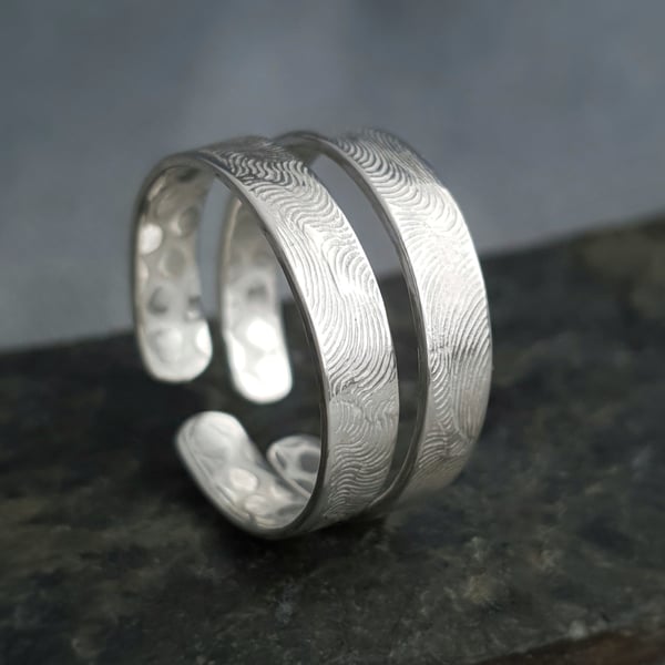 Ring Stack Duo in textured sterling silver from Balance Me range