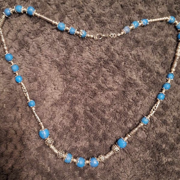 Thai inspired turquoise clay necklace 
