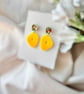 Bright Yellow Acrylic and Glitter Confetti Earrings - Image 3