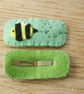 Bumblebee Felt Hair Clips - Hand made and embroidered - Image 3