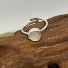 Beautiful sterling silver and sea glass ring, adjustable size