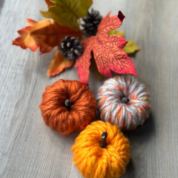  X 3 Small mini decorative pumpkins. Handmade