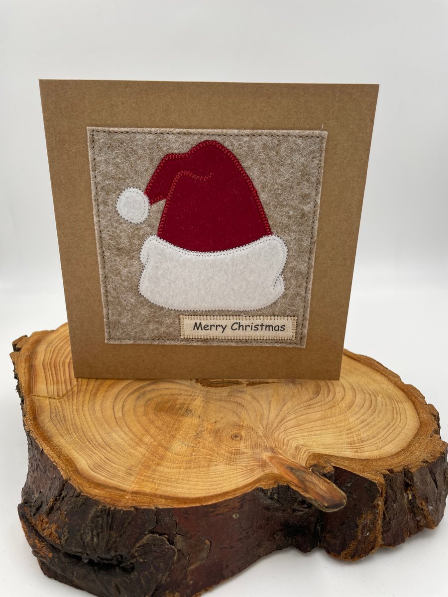 Cute Santa hat appliqué card