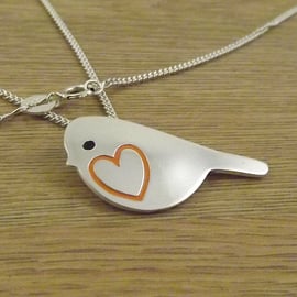 Robin Pendant (Large), Silver Nature Necklace, Wildlife Gift, Bird Jewellery