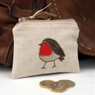 Purse Coin Cosmetic Camera Accessory Robin Nature Bird 