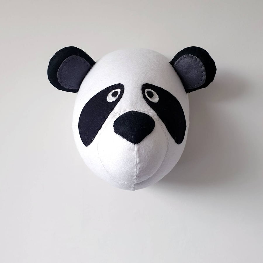 PANDA - Felt Faux Taxidermy - Wall Mounted Animal Head