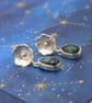 Emerald and silver flower earrings, Gemstone dangle earrings - Image 7
