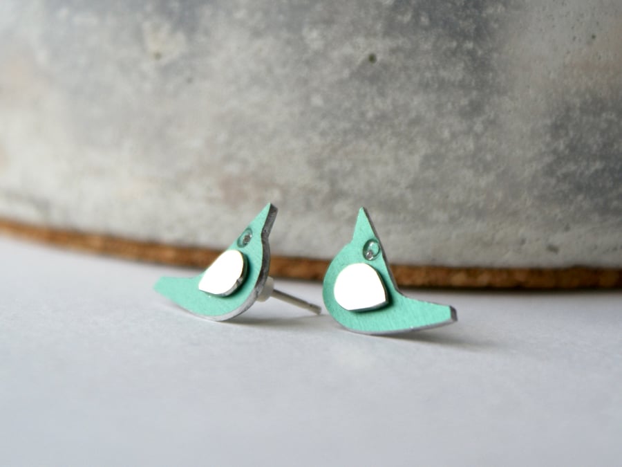 Colour pop birds studs - green