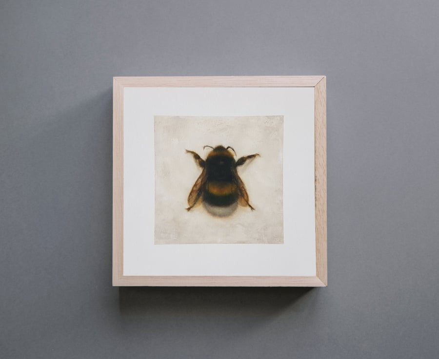 Bumble Bee Oil Painting Art Print, Entomology Wall Decor 