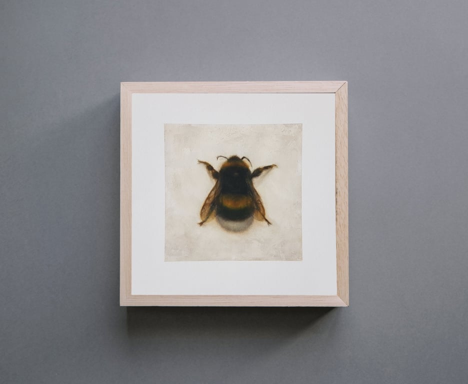 Bumble Bee Oil Painting Art Print, Entomology Wall Decor 