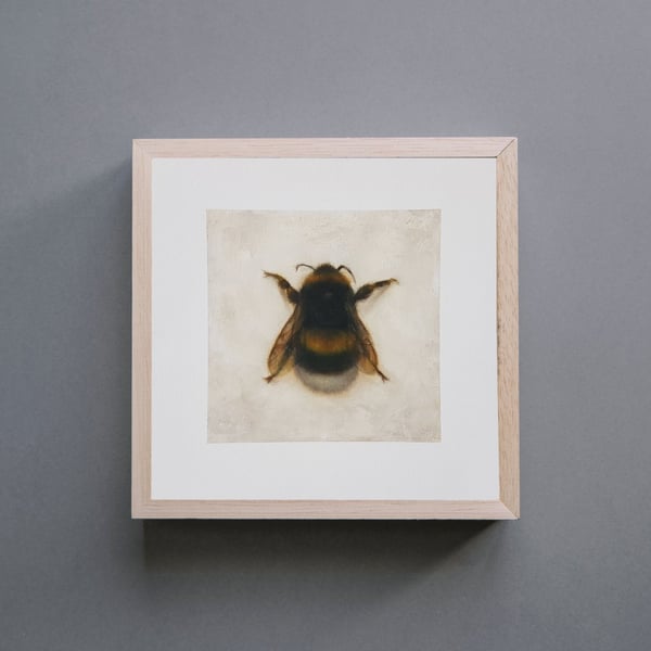 Bumble Bee Oil Painting Art Print, Entomology Wall Decor 