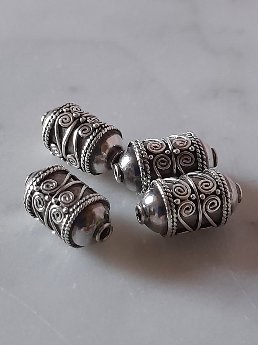 Bali Sterling silver Beads Rope and Scroll De Folksy