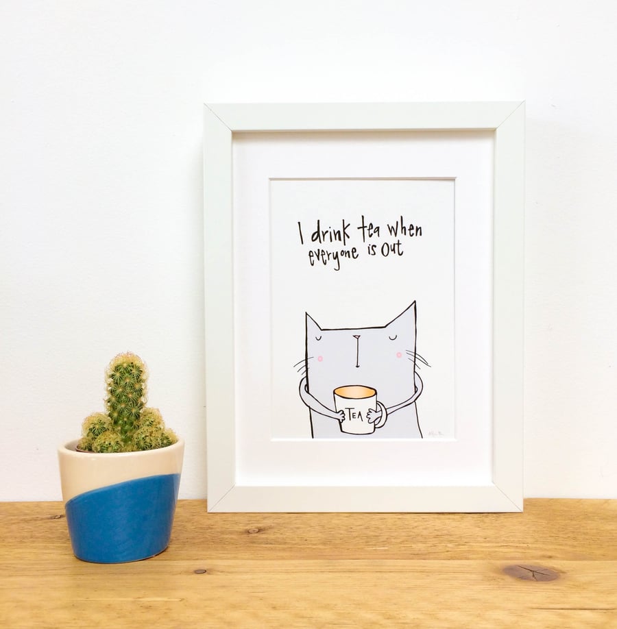 Tea Cat Framed Print