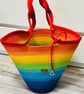 Handmade Rainbow Ombre Cotton Cord Tote Bag – Beach Shopper with Key Holder - Image 2