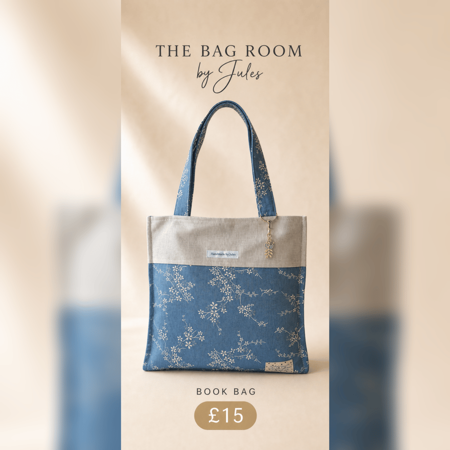 Denim Blue Book Bag