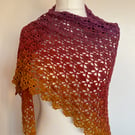 Ladies Burgundy and Ochre Crochet Shawl, Festival Shawl, Boho, Birthday Gift