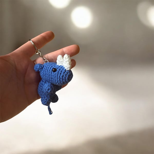 Handmade Crochet Blue Whale Keychain Amigurumi Bag Charm, Soft Plush Accessory
