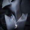 Sterling silver pendant - leaf with dew