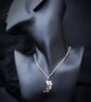 Sterling silver pendant - leaf with dew