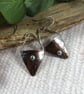 Earrings, Sterling Silver and Copper Triangle Floral Droppers - Image 2